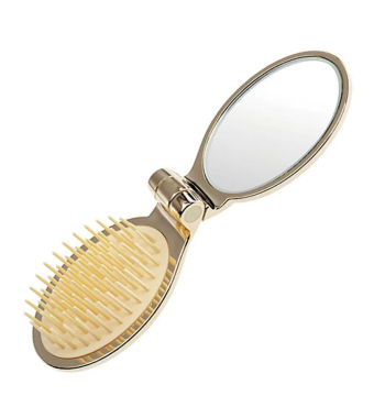 JANEKE Gold Line Golden Folding Hair-Brush with Mirror